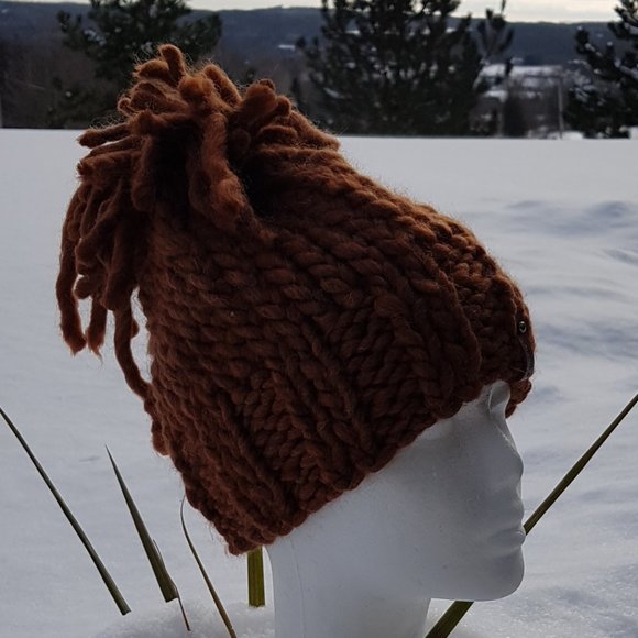 Wool winter set, cinamon cooper, sweater and matching hat, hand knitted - Picture 10 of 11